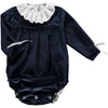 Navy Blue Velvet Romper