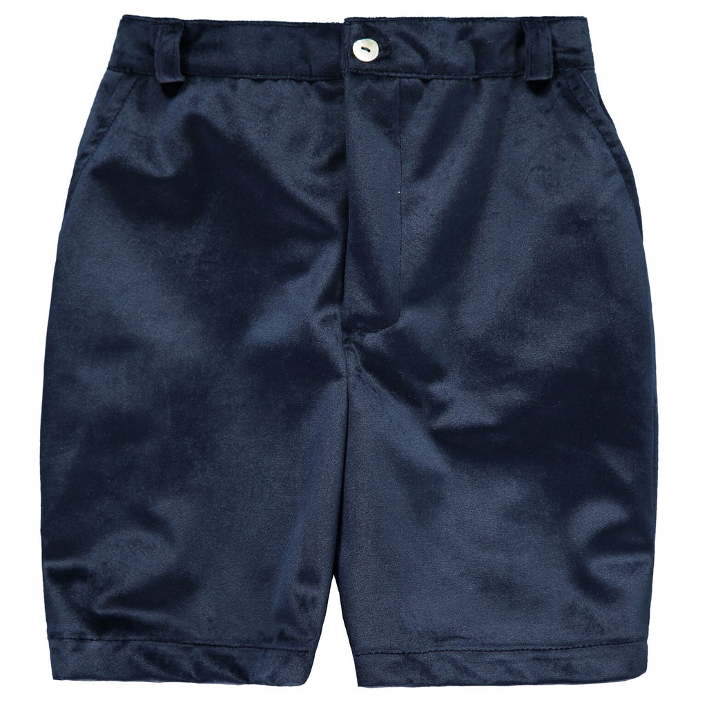 Navy Velvet Shorts